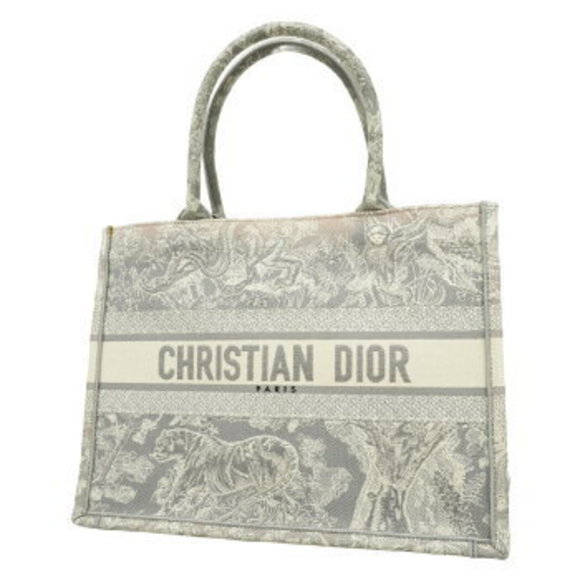 Christian Dior Book Tote Bag Canvas Gray White - Picture 1 of 9